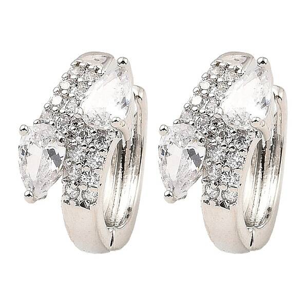 Brass Micro Pave Cubic Zirconia Hoop Earrings