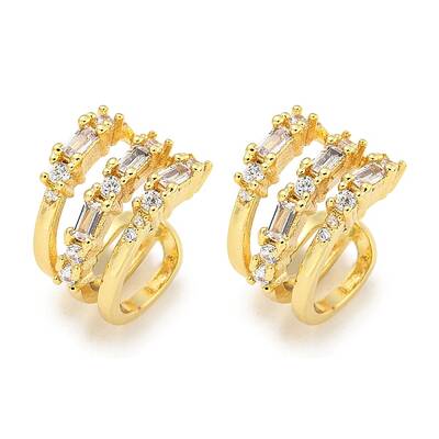 Brass Micro Pave Cubic Zirconia Cuff Earrings
