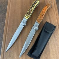Outdoor Folding Knife with Wood Handle Locking Mechanism for Hiking Fishing Camping Portable Pocket Gear Nylon Sheath Include...