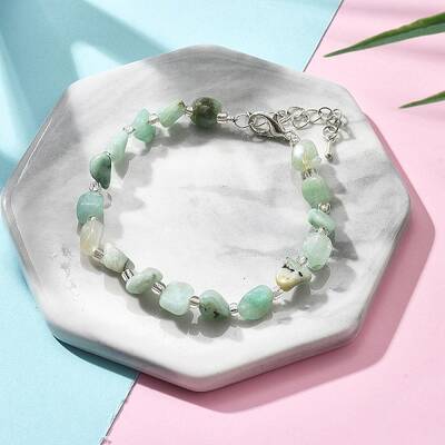 Natural Flower Amazonite Chips Bracelets for Women