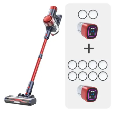 Vacuum Bundle:Buture VC50 Red Vacuum + 2 Batteries + 10 HEPA Filters