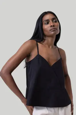 V-neck Lace Camisole in Black | Color: Black | Size: L