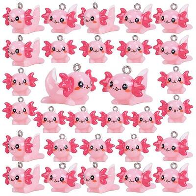 30PCS Resin Pendant Marine Animal Cute Axolotl Pendant Creative Jewelry Accessories
