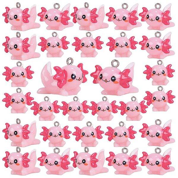 30PCS Resin Pendant Marine Animal Cute Axolotl Pendant Creative Jewelry Accessories