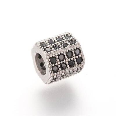 Brass Micro Pave Cubic Zirconia Beads