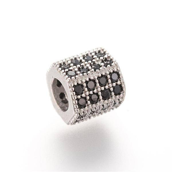 Brass Micro Pave Cubic Zirconia Beads