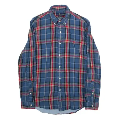 RALPH LAUREN Classic Fit Mens Shirt Blue Check Long Sleeve S