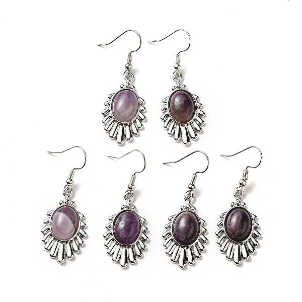 Natural Amethyst Teardrop Dangle Earrings