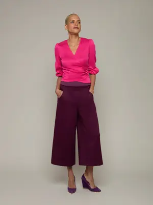 ROSEMARY | Wrap Silk Blouse | Size: Fuchsia / L