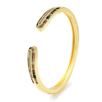 Brass Micro Pave Clear Cubic Zirconia Cuff Bangles