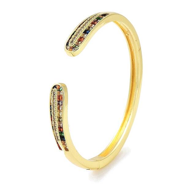 Brass Micro Pave Clear Cubic Zirconia Cuff Bangles