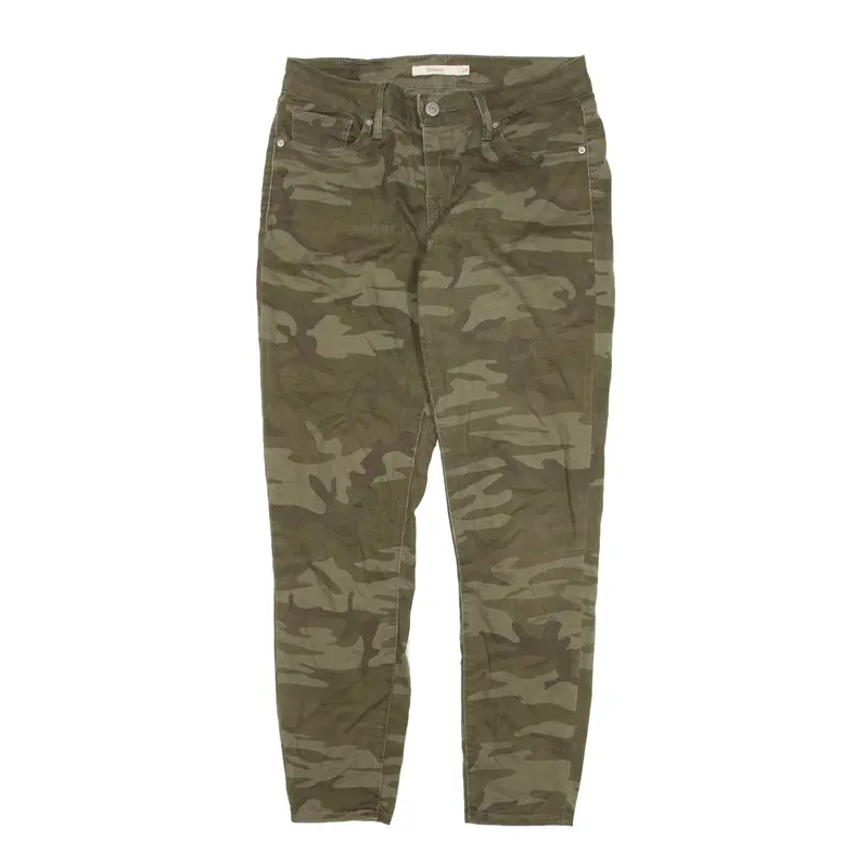 LEVI'S 711 Camo Jeans Green Denim Slim Skinny Womens W26 L25