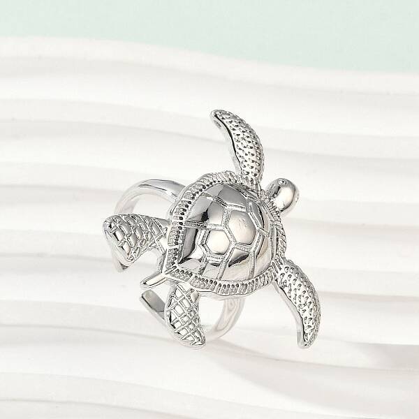 Sea Turtle Brass Cuff Rings for Women