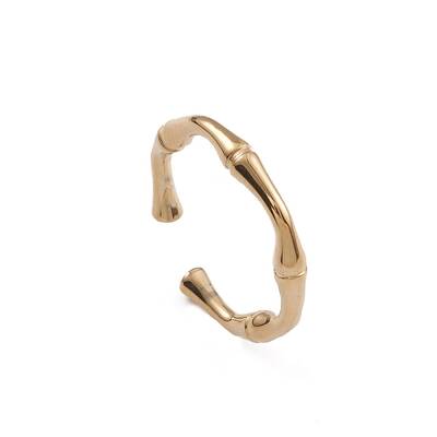 Ion Plating(IP) 304 Stainless Steel Bamboo Joint Open Cuff Rings for Women