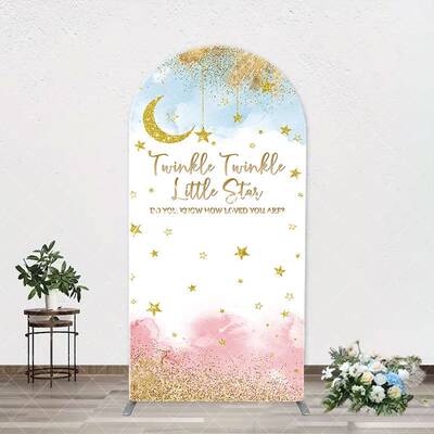 Twinkle Star Moon Night Arch Baby Shower Backdrop