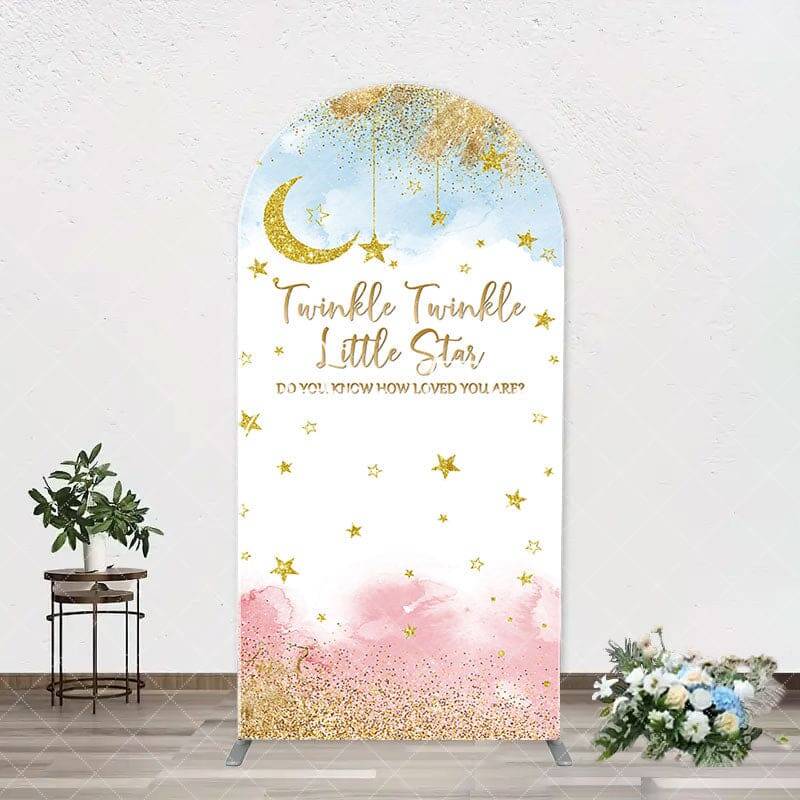 Twinkle Star Moon Night Arch Baby Shower Backdrop