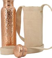Copper Water Bottle (34oz/1000ml) w/a Carrying Canvas Bag | 100% Pure Copper Bottle for Drinking Water | Lab-Tested, Heavy Du...