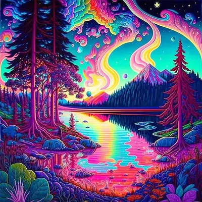 Colorful Landscape Pattern DIY Diamond Art Painting Without Frame, DIY 5D Diamond Arts Painting Kit, Wall Art Decor For Home...