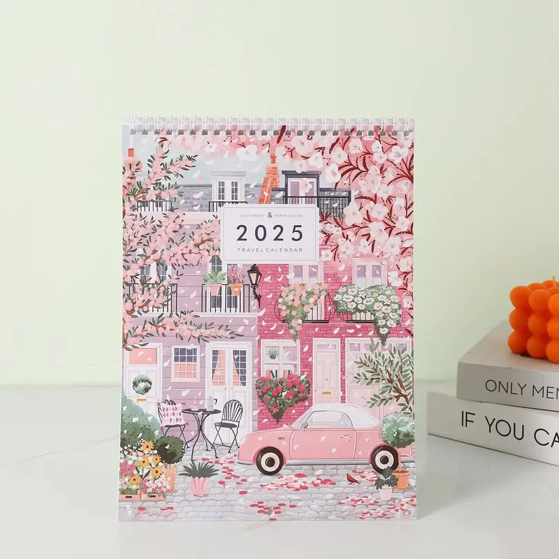 2025 Wall Calendar, 1 Count City Street Scene Pattern Wall Calendar, Wall Decor for Home Office, Desktop Decor, Home Decor, O...