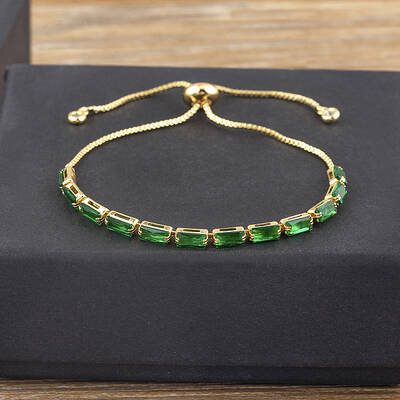 Brass Micro Pave Cubic Zirconia Slider Bracelets