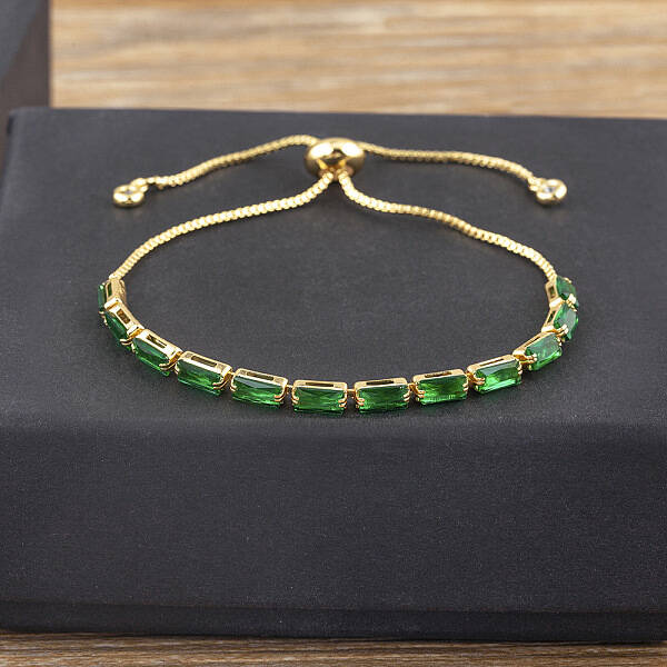 Brass Micro Pave Cubic Zirconia Slider Bracelets
