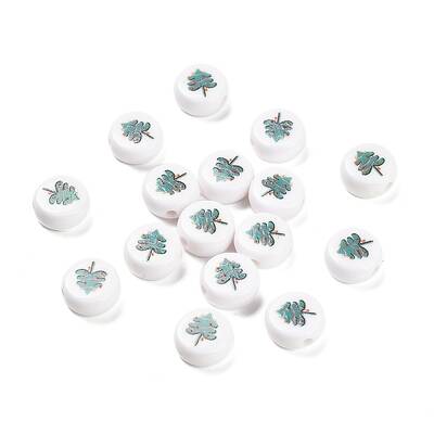 Christmas Theme Printed Opauqe Acrylic Beads