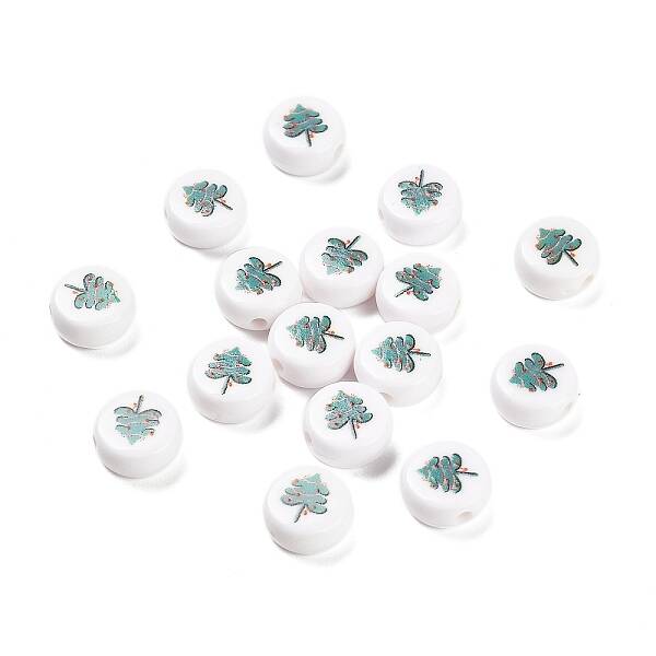 Christmas Theme Printed Opauqe Acrylic Beads