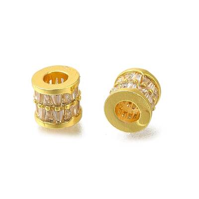 Rack Plating Brass Micro Pave Cubic Zirconia Beads