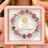 Strawberry Crystal Beaded Bracelet with Gift Box & Card & Ferrule, 1 Set Fashionable Jewelry for Women & Girls, Trendy All-ma...