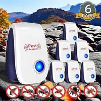 6 Packs Ultrasonic Plug in Pest Repellent indoorfor Flea Insects Mosquitoes Rats Mice SpidersAnts Roaches Bugs, Non-Toxic Pes...