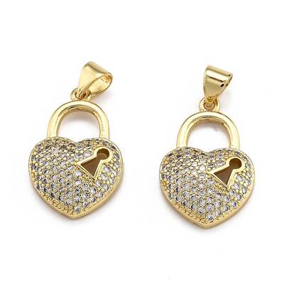 Brass Micro Pave Clear Cubic Zirconia Pendants