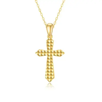 14K Gold Cross Pendant Necklace