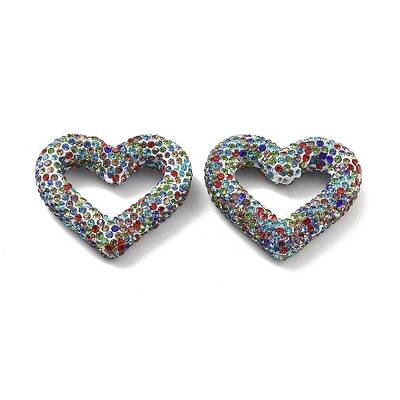 Heart Shape Polymer Clay Rhinestone Beads