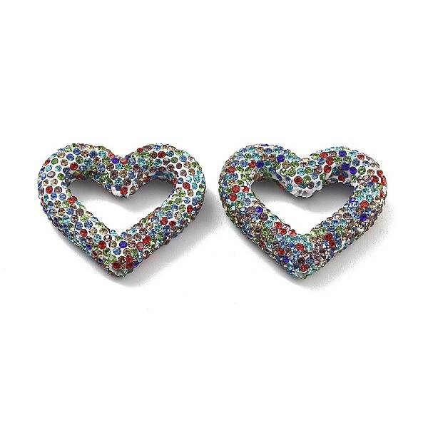 Heart Shape Polymer Clay Rhinestone Beads