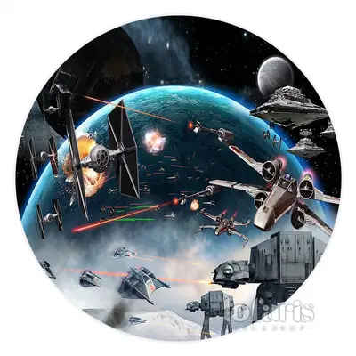 Aperturee Round Star Wars Robot Universe Happy Birthday Backdrop | Round Party Backdrop | Round Backdrop Fabric Cover | Circl...