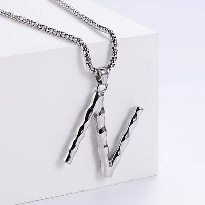 3Pcs Stainless Steel Textured Letter Pendants