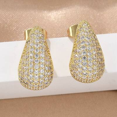 304 Stainless Steel Clear Cubic Zirconia Stud Earrings