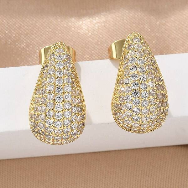 304 Stainless Steel Clear Cubic Zirconia Stud Earrings