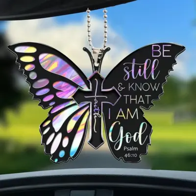 Creative Cross & Butterfly Design Hanging Decoration Car Ornament, Animal Shape Pendant, Rearview Mirror Hanging Pendant, Car...