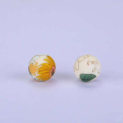 Printed Round Silicone Focal Beads