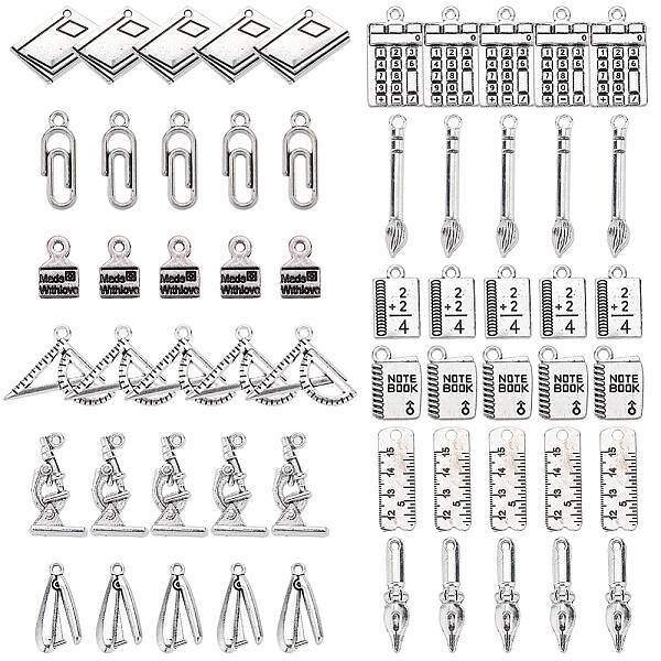 72Pcs 12 Styles Tibetan Style Alloy Pendants