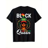 Men WomenJuneteenth Queen Cotton T-Shirt - African American Freedom Tee with Colorful Queen Design - 100% Cotton Round Neck T...