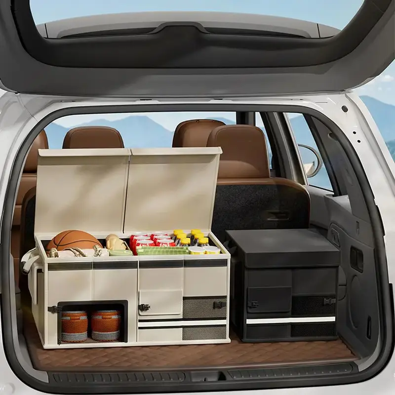 60L Large Capacity Car Storage Box, Foldable Multi-functional Car Storage Box, Waterproof & Wear-resistant Car Accessories fo...