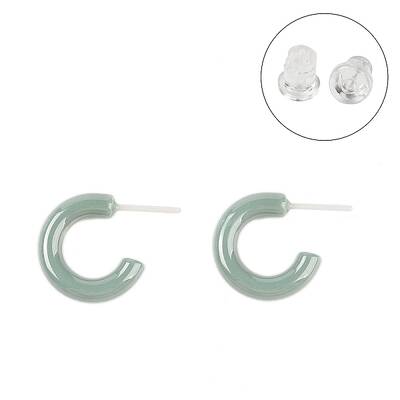 Hypoallergenic Bioceramics Zirconia Ceramic C-Shaped Stud Earrings