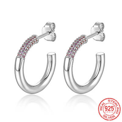 Anti-Tarnish Rhodium Plated 925 Sterling Silver Ring Stud Earrings