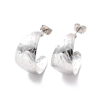 Non-Tarnish 304 Stainless Steel Chunky C-shape Stud Earrings