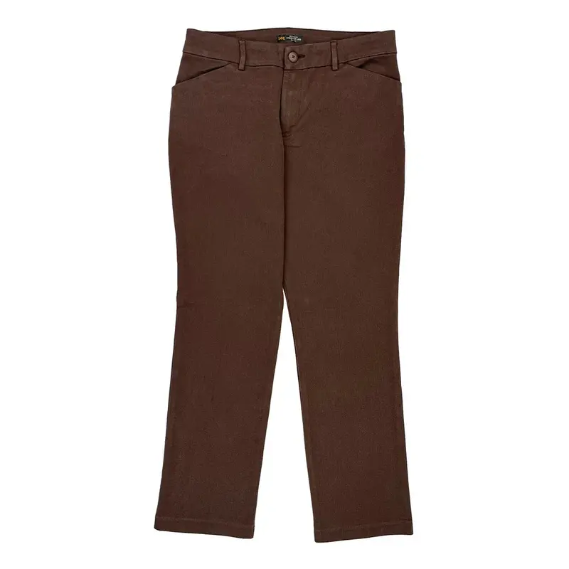 Lee Trousers - 34W UK 14 Brown Cotton Blend