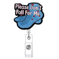 Retractable Acrylic Badge Reel, 1 Count Socks & Letter Pattern Id Holder with Clip for Nurses, Identification Badges Supplies...
