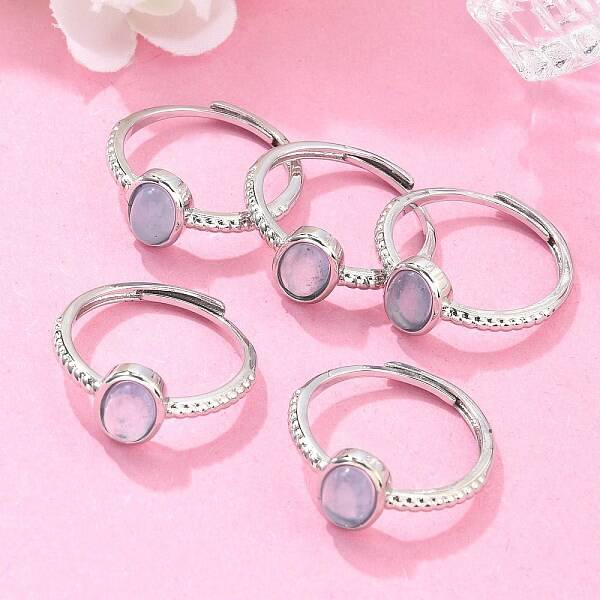 Oval Natural Aquamarine Adjustable Rings