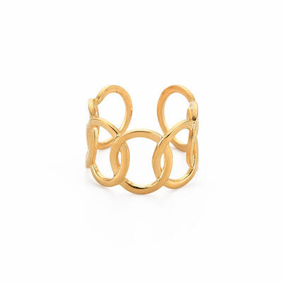 Ion Plating(IP) 304 Stainless Steel Interlocking Oval Open Cuff Ring